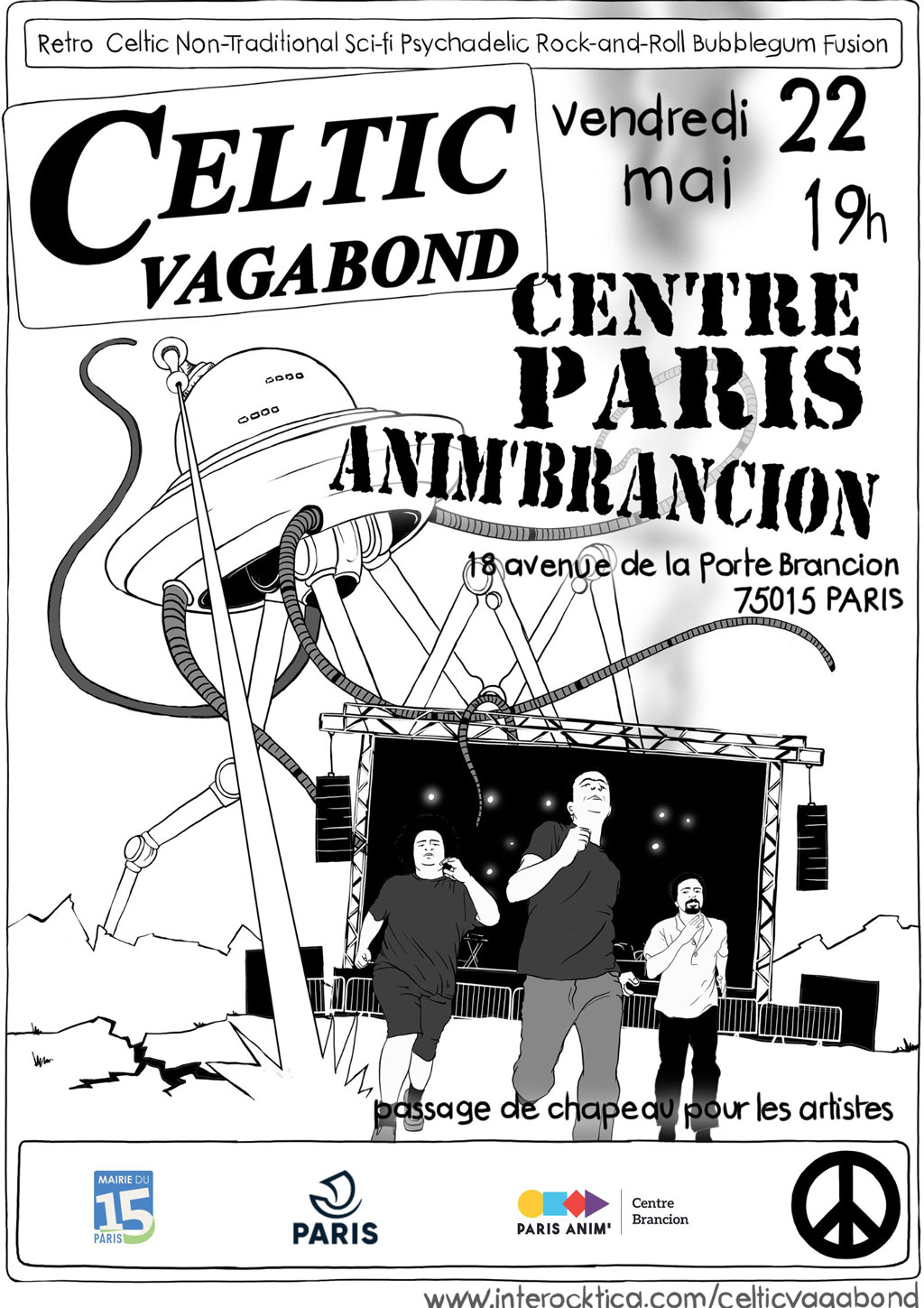 Concert des Celtic Vagabond le 22 mai 2026 au centre Paris Anim' Brancion