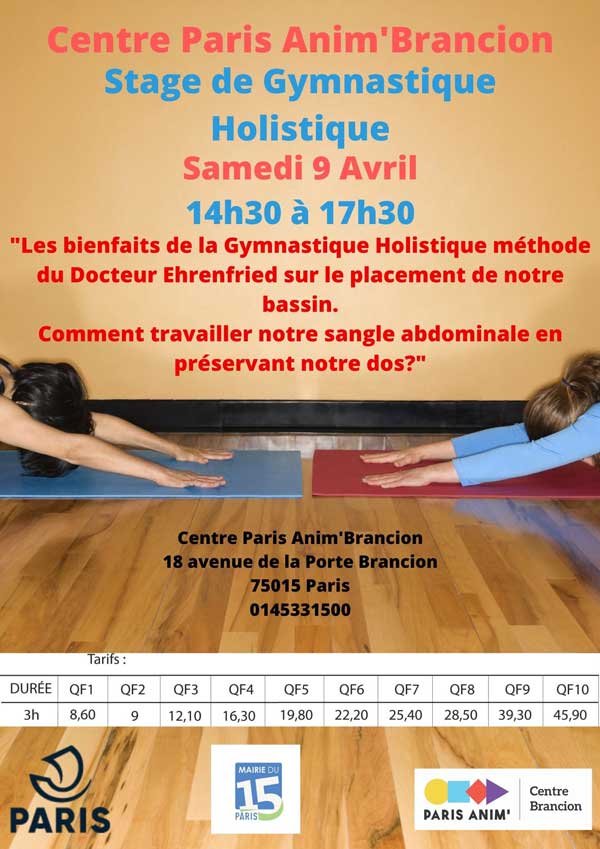 Centre PARIS ANIM' Brancion - Stage adultes - Gym holistique- 9 avril 2022
