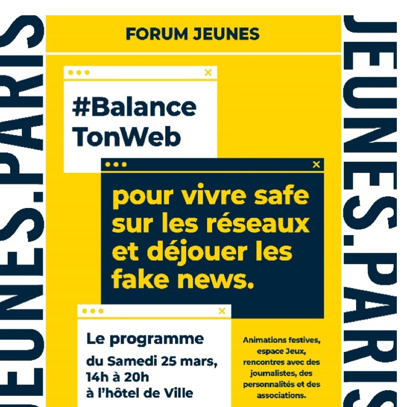Forum jeunes le 25 mars 2023 à Paris sur le thème de la sécurité des juenes sur les réseaux sociaux et le web