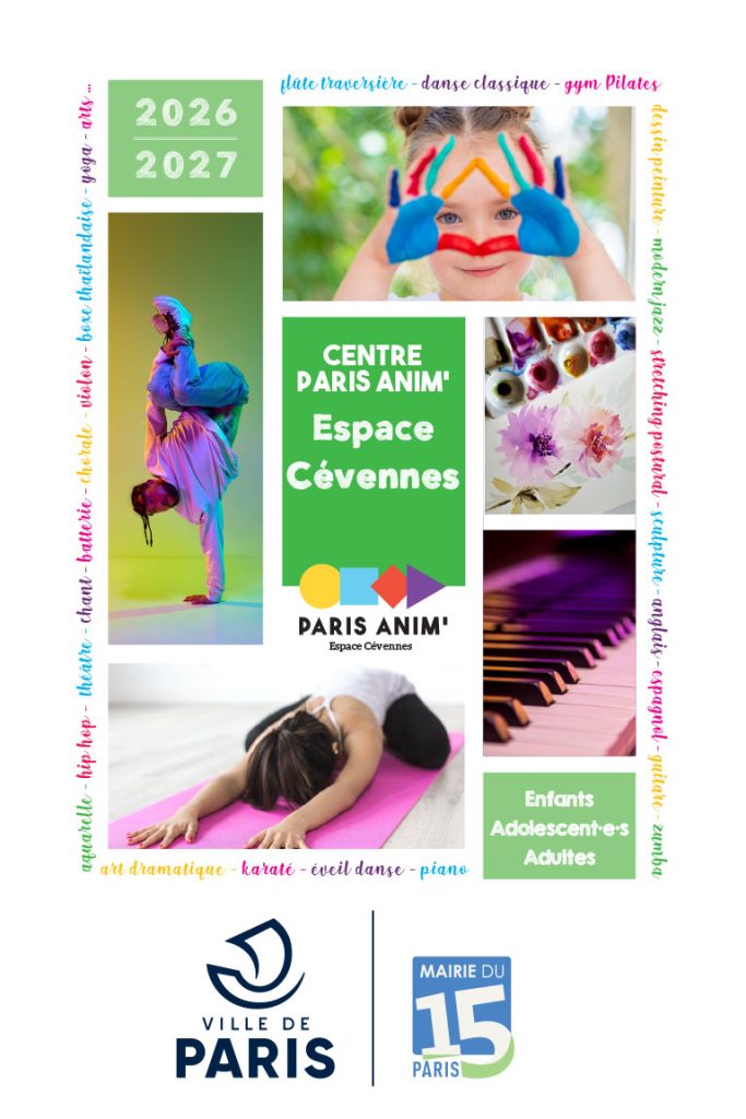 Programme des activités 2026-2027 du centre PARIS ANIM' Espace Cévennes 15ème arrondissement