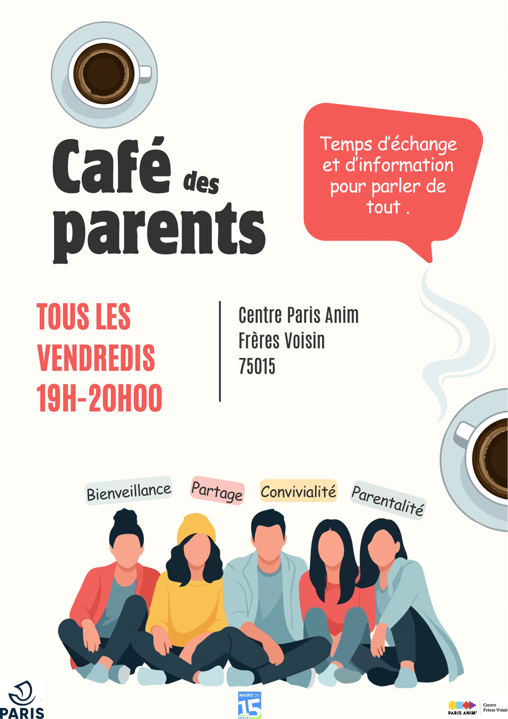Café parents au centre Frères Voisin Paris 15